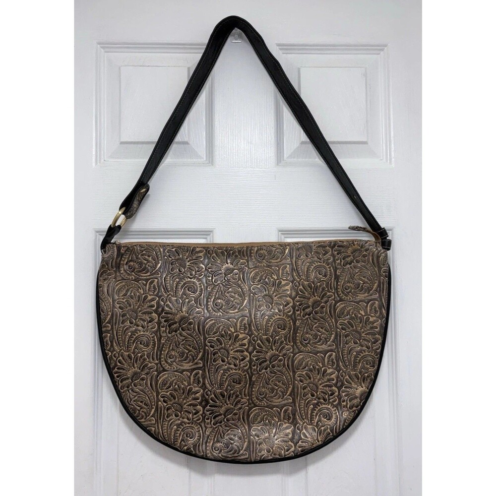 Vintage Maxximum Western Floral Embossed Half Moon Shoulder Bag Y2K